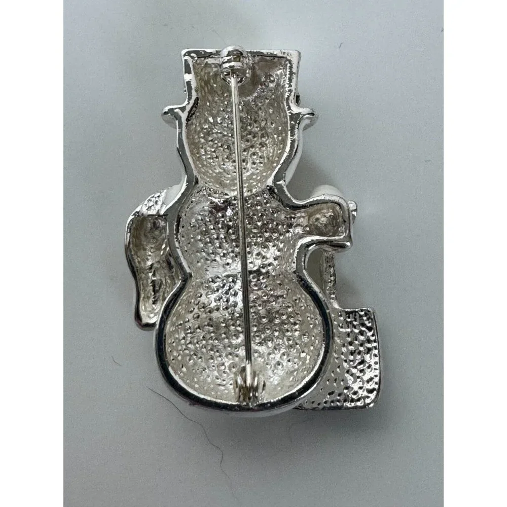 Christmas Snowman Brooch Pin Enamel Jewelry Winter Snow Shovel Frosty Holidays - Picture 3 of 4